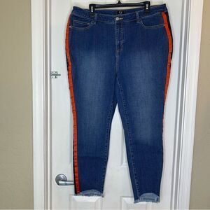 G by Giuliana Skinny Jeans Raw Hem Red Stripe Size 18W